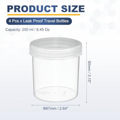 PATIKIL Wide Mouth Lab Reagent Bottles 250ml (8oz), Clear 4 Pcs - color: Clear, size: 250ml