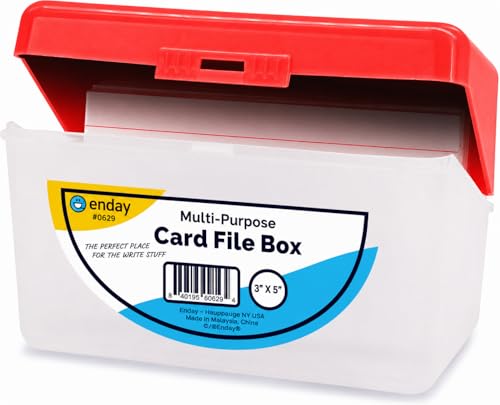 Enday Index Card Box Red 3x5 Index Card Holder, Index Card Organizer, Flash Card Holder, Holds 250 Cards. - color: RED, size: 1 PACK