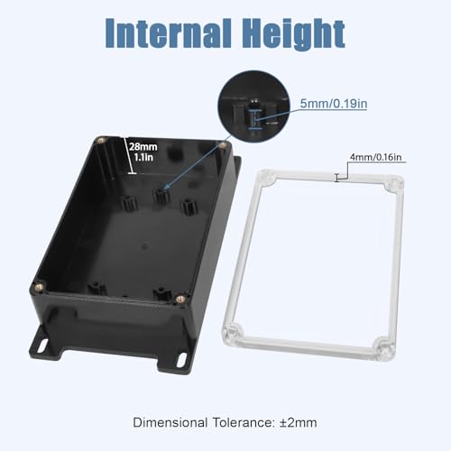Project Box IP65 Waterproof ABS Plastic Electrical Junction Box with Clear Cover Enclosure with Fixed Ear, Black 5.9"x 3.9"x 1.7"(150x100x44mm)(Pack of 1) - color: 1 pack, size: 5.9"x 3.9"x 1.7"