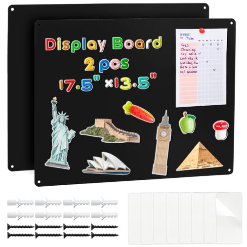 MAXECHO 2 Pack Black Magnetic Bulletin Board, 17.5"x13.5" Magnet Boards for Wall, Cabinet to Display Photos, Notes - color: Black