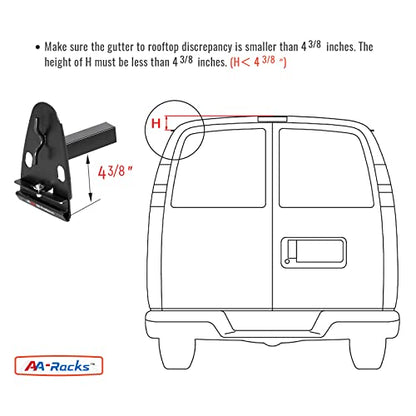 Model RX27 Fullsize Steel Three-Bar Van Ladder Roof Racks with Middle Adjustable Bar and Cargo Roller - Black - color: Black, size: 3 Bars