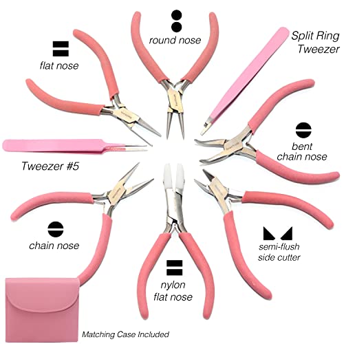 The Beadsmith Fashion Color Pliers, Jewelry Making Supply Set of 8 - color: Bubblegum