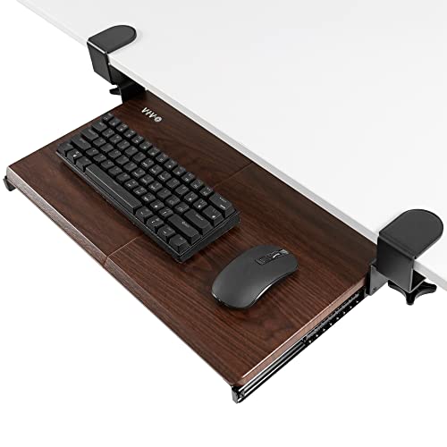 VIVO Dark Walnut Clamp-on 20 x 11 in Keyboard Tray, MOUNT-KB05ES-D - color: Dark Walnut, size: 20 inch