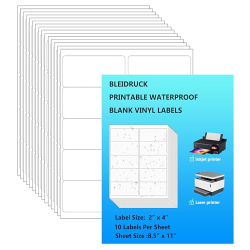 2"×4" Glossy White Printable Waterproof Bottle Labels Rectangle Stickers - size: 2*4 inches