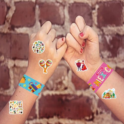 CZWXOXO 74PCS Fiesta Party Favors, Mexican Slap Bracelets & Stickers - style: Cinco De Mayo Fiesta