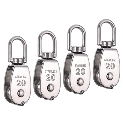 Rocaris 4 Pack 304 Stainless Steel M20 Single Pulley Block - size: 4*M20 Single