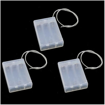3PCS 69x48x18mm Transparent 3 AA Regular Battery Box with Wire and Switch for DIY Electric Toy and String Light