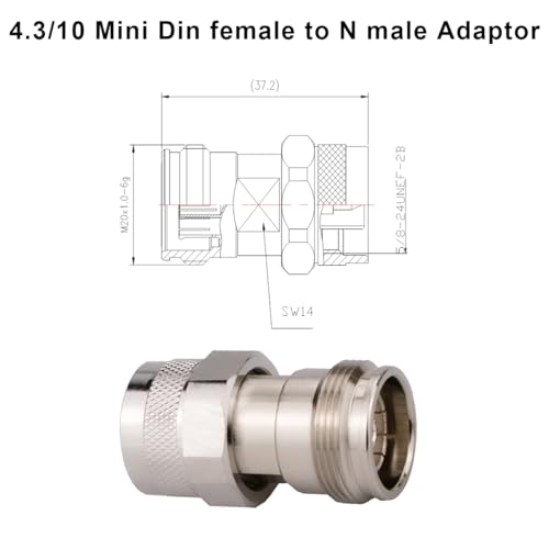 4.3/10 Mini Din Female to N Male Adapter 4.3-10 MiniDIN Adaptor Low PIM 160dBc (4.3-10 Female to N Male) - color: 4.3-10 Female to N Male