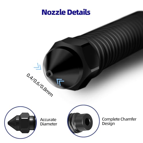 IdeaFormer-3D 5Pcs 0.8mm Hardened Steel Centauri Nozzles Kit, 3D Printer Extruder Hotend Nozzle Accessories for Elegoo Centauri Carbon, Centauri Carbon 2, CC 2 - color: 5Pcs 0.8mm Hardened Steel Nozzles