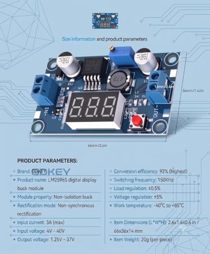 3PCS LM2596 DC-DC Buck Converter Module, Adjustable Step-Down Vol with LED - size: 3 PCS