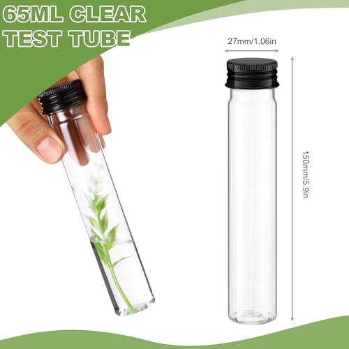 Dandat 80 Pcs Halloween Clear Plastic Test Tubes with Screw Cap 65ml Black - color: Black