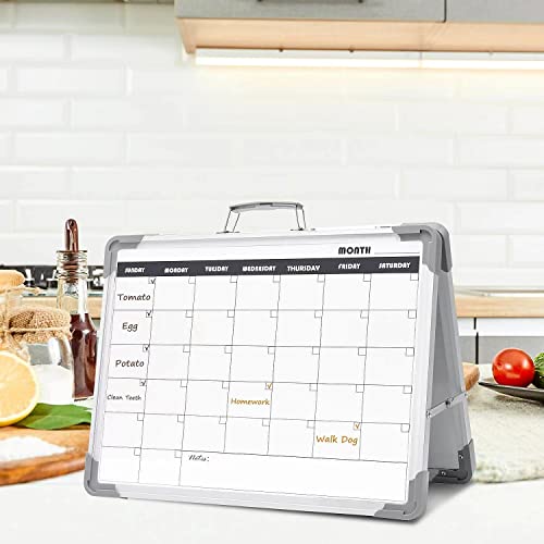Dry Erase Board 16x12 Double Sided Magnetic Small Whiteboard with Stand - color: Calendar, size: 16"W x 12"H