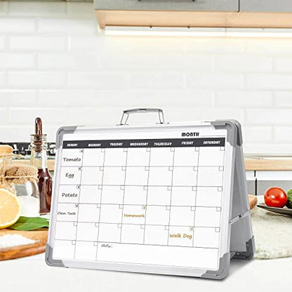 Dry Erase Board 16x12 Double Sided Magnetic Small Whiteboard with Stand - color: Calendar, size: 16"W x 12"H