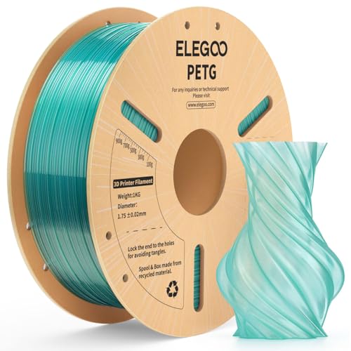 ELEGOO PETG 3D Printer Filament 1.75mm Transparent Green 1KG - color: Transparent Green 1kg