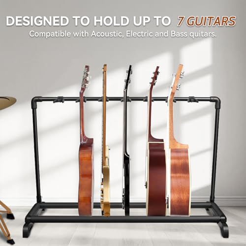 AZOR 7 Multi Guitar Stand Rack, Foldable Guitar Holder - size: 7 Holder