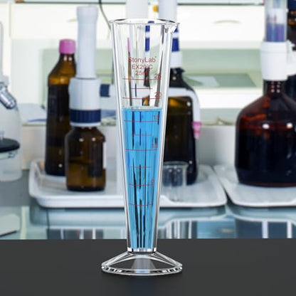 stonylab Graduated Cylinder, 1-Pack Borosilicate Glass Conical Measuring Cylinder Beaker with Wide Mouth and Pour Spout for Precise Measurement, 25 ml - size: 25 ml