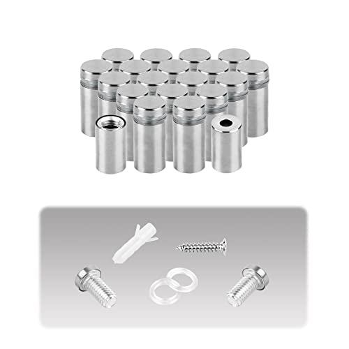 Standoff Screws for Acrylic 1/2 x 1 inch Stainless Steel Wall Sign Silver Standoff Mounting Hardware 20 Pack - size: 1/2 x 1