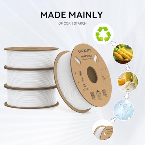 Creality Hyper PLA Filament 1.75mm, 30-600mm/s High Speed 3D Printer Filament, Dimensional Accuracy +/-0.02mm, Fit Most FDM 3D Printers, 4 Pack 1kg Spool(2.2lbs), White - color: White