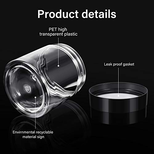 Patelai 4 Pcs Plastic Jars with Lids, Black, 8 oz, Wide Mouth - color: Black, size: 8 oz