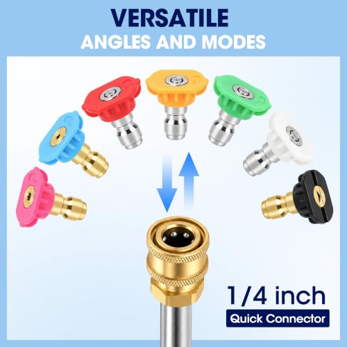 Pressure Washer Tips, Set of 7 Pressure Washer Nozzle Tips with Nozzle Holder, 1/4 Inch Quick Connect, 4000 PSI
