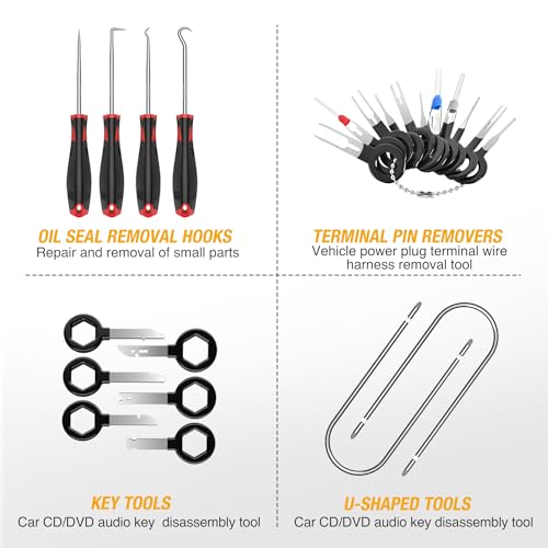 GOOACC 88Pcs Trim Removal Tool Auto Push Pin Bumper Retainer Clip Set - color: 88Pcs Clips Removal Kit Black