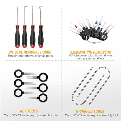GOOACC 88Pcs Trim Removal Tool Auto Push Pin Bumper Retainer Clip Set - color: 88Pcs Clips Removal Kit Black