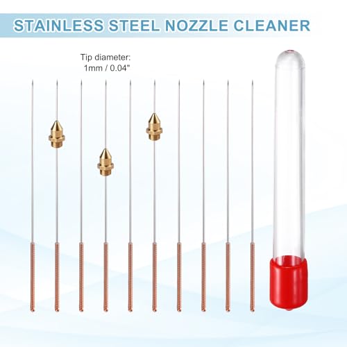 MECCANIXITY 10Pcs 3D Printer Nozzle Cleaning Kit Precision 1mm Stainless Steel Cleaner Needles for 3D Printer Clog Removal, Maintenance - size: 1mm