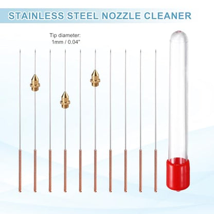 MECCANIXITY 10Pcs 3D Printer Nozzle Cleaning Kit Precision 1mm Stainless Steel Cleaner Needles for 3D Printer Clog Removal, Maintenance - size: 1mm