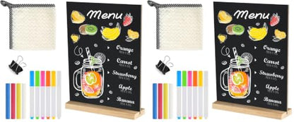 NEBURORA 2 Pack 5 x 7.9 Inches Tabletop Small Chalkboard Sign with Wood Base Reusable Double-Sided Message Boards Menu Chalkboard Stand for Kitchen Wedding Coffee Shop bar Restaurant - size: 5"W x 7.9"H (Pack of 2)