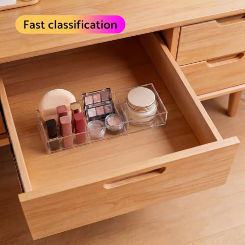 HIIMIEI 3 Section Acrylic Drawer Organizer Tray - size: 4'' x 12''