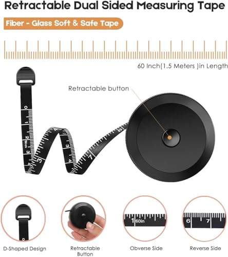 iBayam 2 Pack Tape Measure Measuring Tape for Body Fabric Sewing 60"/150cm - color: Blue&Black