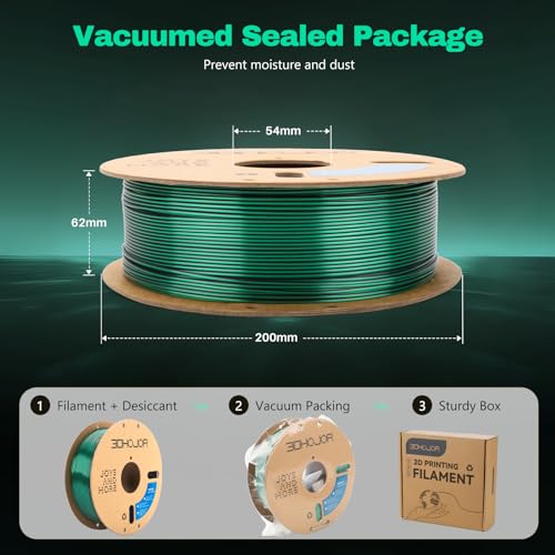 3DHoJor Silk PLA Filament 1.75mm Black Green Dual Color PLA 3D Printer Filament 2 in 1 Coextrusion 1KG Spool(2.2lbs) 3D Printing Filament Dimensional Accuracy +/- 0.03mm Fits for Most FDM 3D Printers - color: Black Green