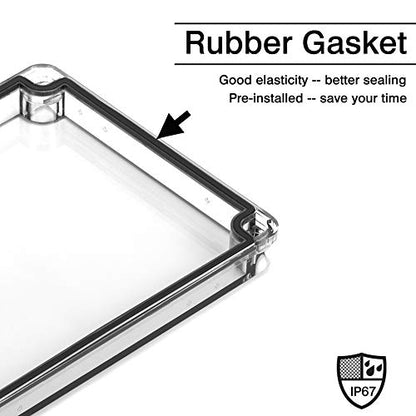 QILIPSU Outdoor Junction Box IP67 Waterproof Project Box ABS Plastic Weatherproof Electrical Enclosure Clear Cover (6.9"x4.9"x3.9" CC) - color: Clear Cover, size: 6.9"x4.9"x3.9"