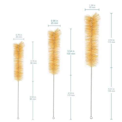 stonylab 10 Pack Tube Brushes, Bristle Test Tube Bottle Wash Cleaning Brushes with Radial Tufted End for Laboratory, Size Assorted