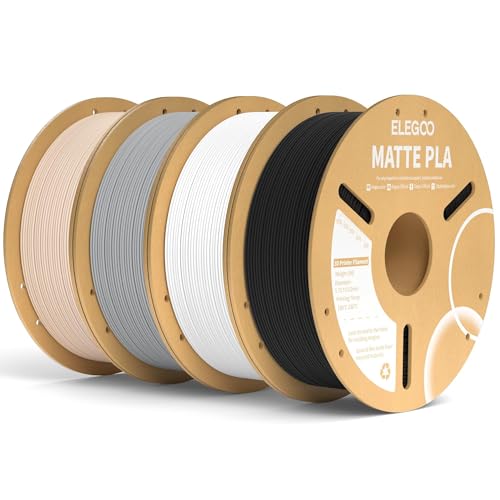 ELEGOO Matte PLA Filament Bundle 4KG, 1.75mm 3D Printer Filament Dimensional Accuracy +/- 0.02mm, 1kg Carboard Spool (2.2lbs) for Most FDM 3D Printers(Black, White, Gray, Beige) - color: Black & White & Gray & Beige