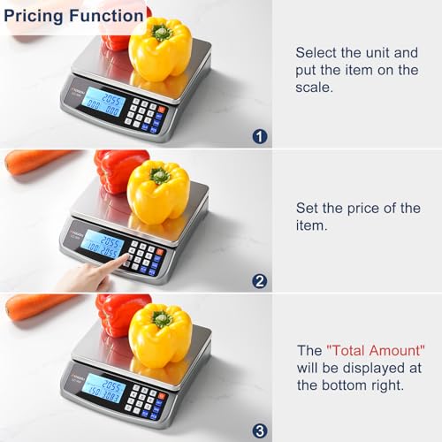 Atogou 66lb Food Scale, Commercial Kitchen Scale with Price Computing - style: Grey 66lb/30kg