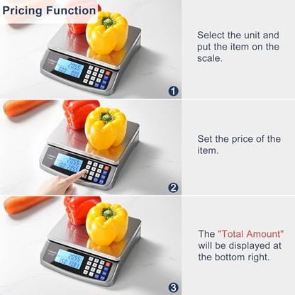 Atogou 66lb Food Scale, Commercial Kitchen Scale with Price Computing - style: Grey 66lb/30kg