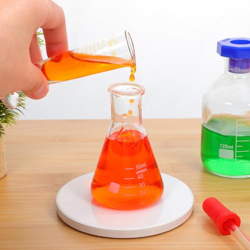 Baluue 10ml Graduated Cylinder, Borosilicate Glass Measuring Cup with Pour Spout, Conical Precise Lab Graduated Measuring Cylinder for Liquid, Science Labware - size: 10ml