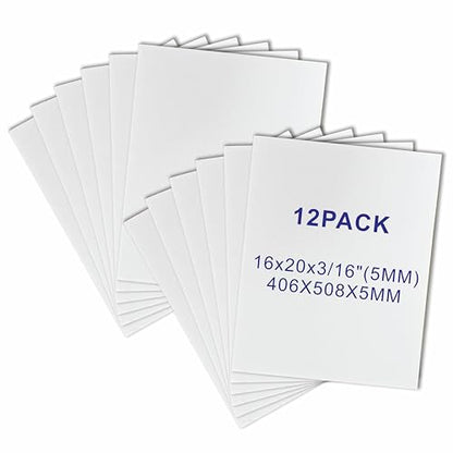 16x20‘’ White Foam Board, ZJCEASER 12 Pack Poster Board, 3/16" Thick - size: 16x20''