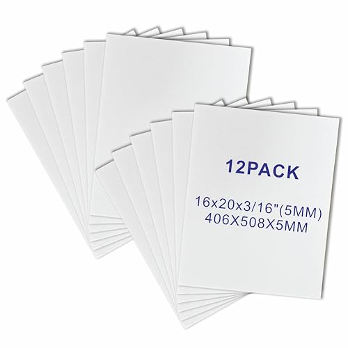 16x20‘’ White Foam Board, ZJCEASER 12 Pack Poster Board, 3/16" Thick - size: 16x20''