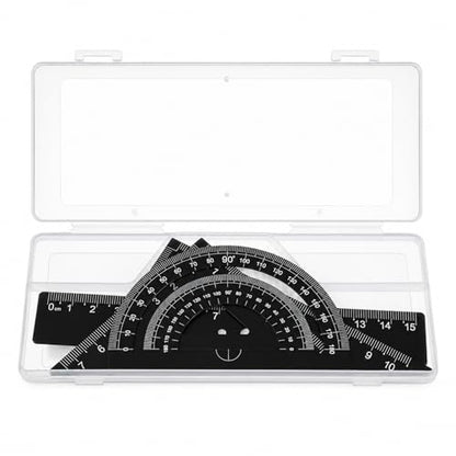 4 Pcs Metal Triangle Ruler Set, Geometry Set with Protractor and Straight Ruler, Metric 6 Inch Drawing Rulers with Storage Box Math Drafting Measuring Tool for Engineers Draftsmen Office Supplies Blac