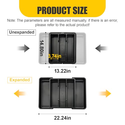 Tool Organizer Tray, 13"-22" Expandable Tools Box (Black)