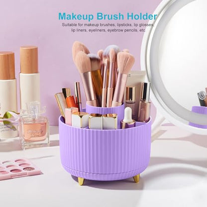 360 Rotating Plastic Desk Pen Organizer with 5 Slots, Dual-Purpose Art Supply Pencil Cup for Office, School, Home Light Purple - color: Light Purple
