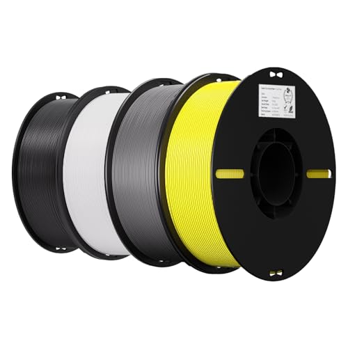 Creality PLA 3D Printer Filament, Black & White & Grey & Yellow, 4-Pack - color: Black+white+grey+yellow Pla, size: 4kg