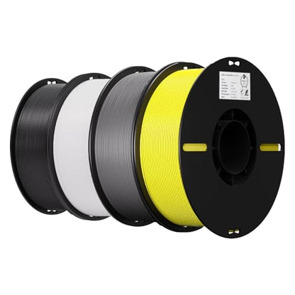 Creality PLA 3D Printer Filament, Black & White & Grey & Yellow, 4-Pack - color: Black+white+grey+yellow Pla, size: 4kg