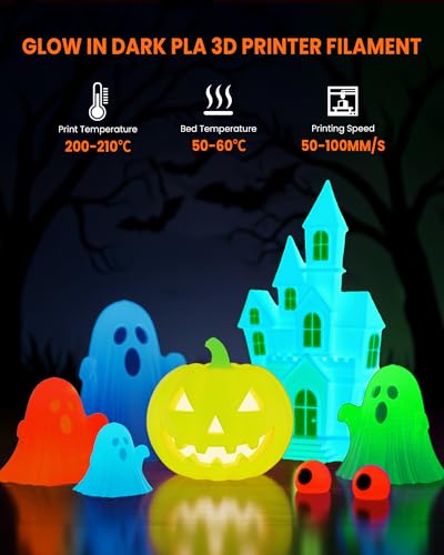 TECBEARS Glow in The Dark PLA Filament, Neatly Wound Luminous PLA 3D Printer Filament Bundle, 250g/Spool, 2 Spool of PLA Black/White and 6 Spools of Glowing PLA Blue/Green/Red/Yellow - color: Black, White, Glow (Blue, Green, Red, Yellow, White to Blue, Wh
