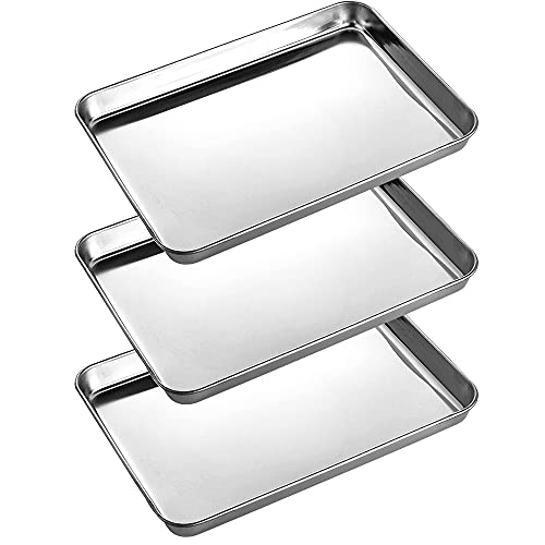 3 Pack Professional Medical Surgical Stainless Steel Dental Procedure Tray Thickening Lab Instrument Tools Trays -Flat Type (8.6" * 6.0" * 0.8", 3) - size: 8.6" * 6.0" * 0.8"