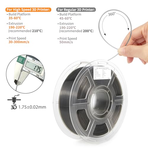 iSANMATE Rapid Clear Grey PLA Filament 1.75mm, 3D Printer Filament Transparent Filament, for Bambu Lab 3D Printers, AMS, AMSLite, 1kg Spool (2.2lbs) - color: Clear-grey