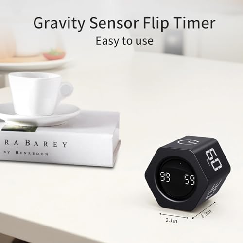 LUCKY TIME Flip Productivity Timer, 1, 5, 10, 30, 60 Min, Desk Cube Timer - color: White+black Hexagon