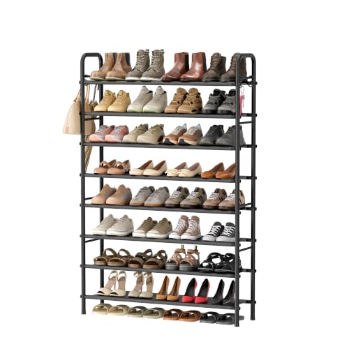 ENJOYBASICS Large Shoe Rack Garage Storage, 8 Tier Tall Metal Shelf, Black - size: 8 Tier (36 Pairs)